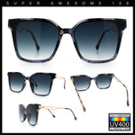 Womens Luxury Designer Inset Lens Metal Arm Horn Rim Plastic Fashion Sunglasses