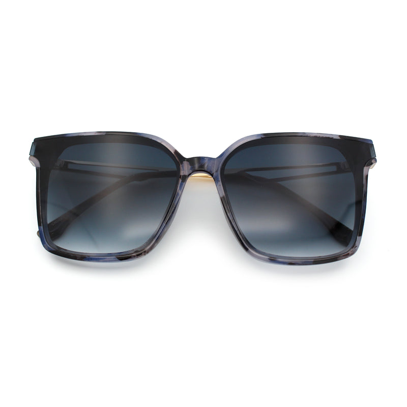 Womens Luxury Designer Inset Lens Metal Arm Horn Rim Plastic Fashion Sunglasses