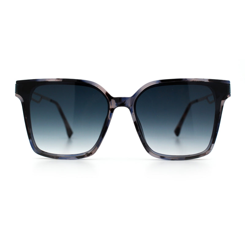 Womens Luxury Designer Inset Lens Metal Arm Horn Rim Plastic Fashion Sunglasses