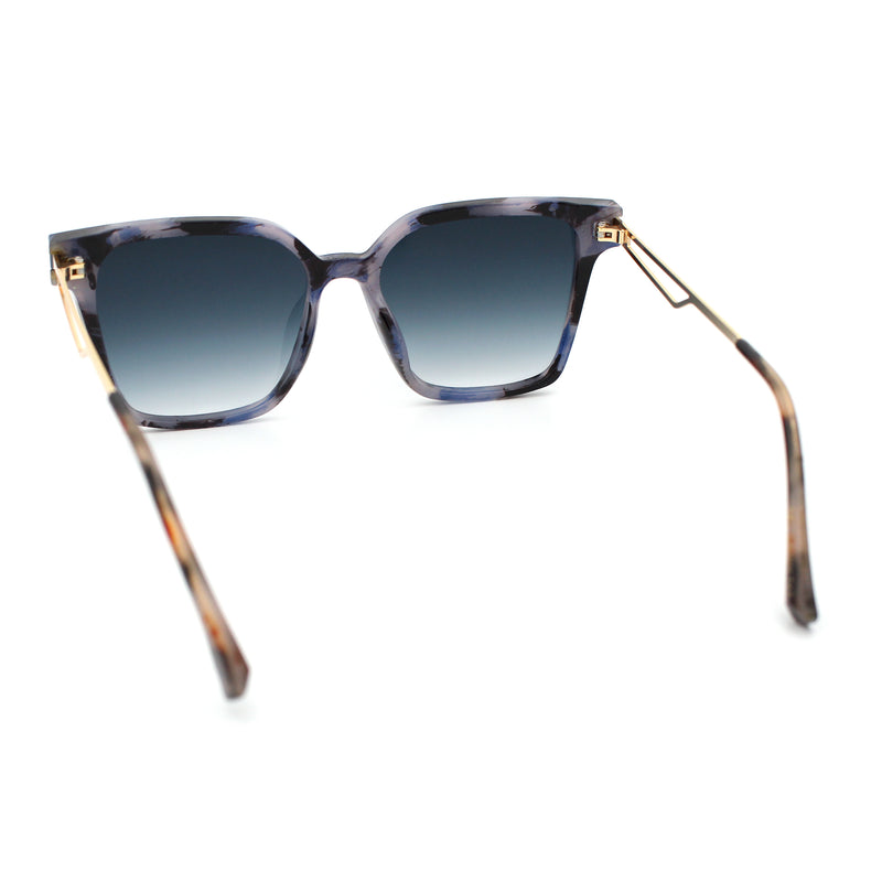 Womens Luxury Designer Inset Lens Metal Arm Horn Rim Plastic Fashion Sunglasses