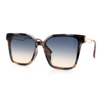 Womens Luxury Designer Inset Lens Metal Arm Horn Rim Plastic Fashion Sunglasses