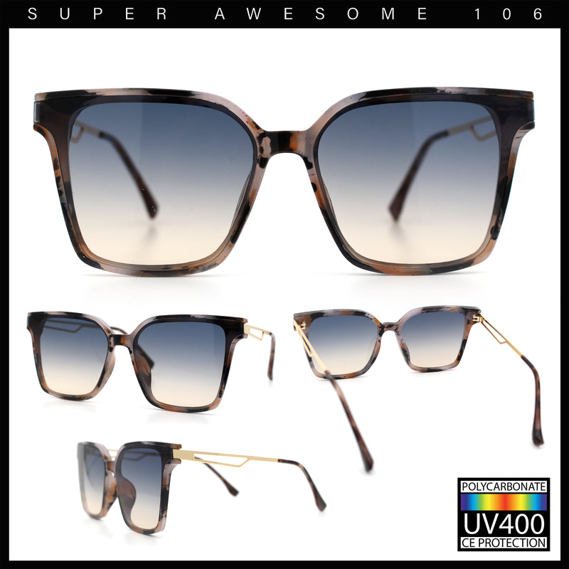 Womens Luxury Designer Inset Lens Metal Arm Horn Rim Plastic Fashion Sunglasses