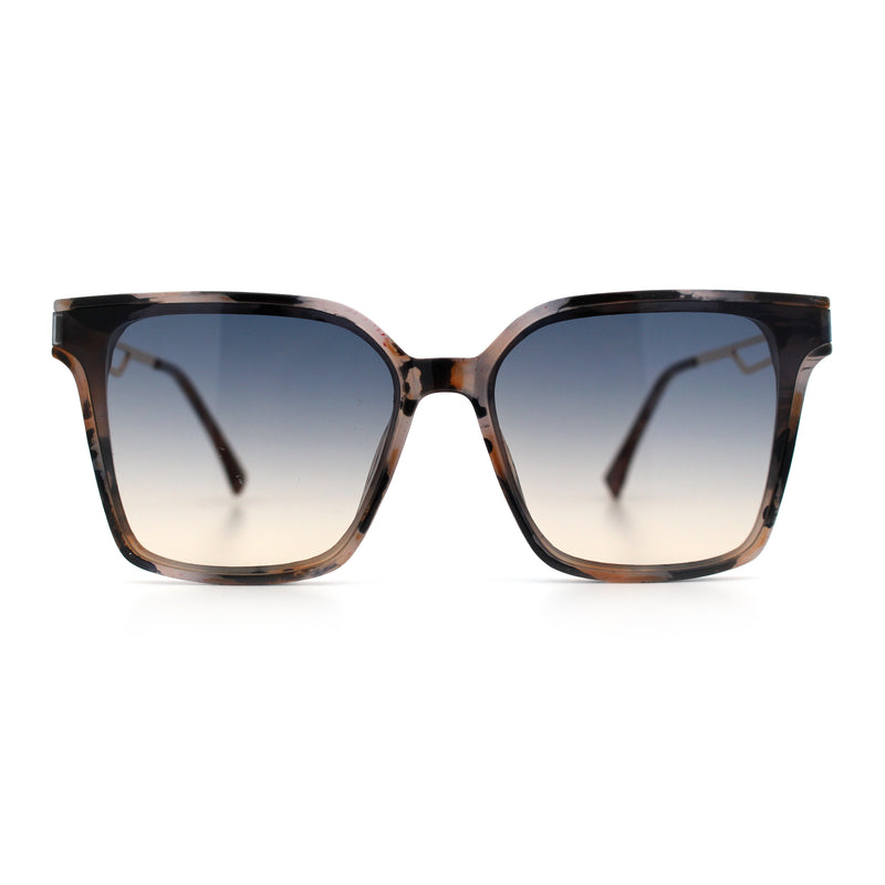 Womens Luxury Designer Inset Lens Metal Arm Horn Rim Plastic Fashion Sunglasses