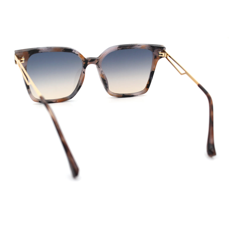 Womens Luxury Designer Inset Lens Metal Arm Horn Rim Plastic Fashion Sunglasses