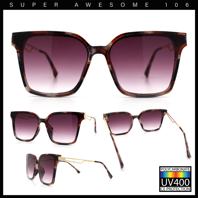 Womens Luxury Designer Inset Lens Metal Arm Horn Rim Plastic Fashion Sunglasses