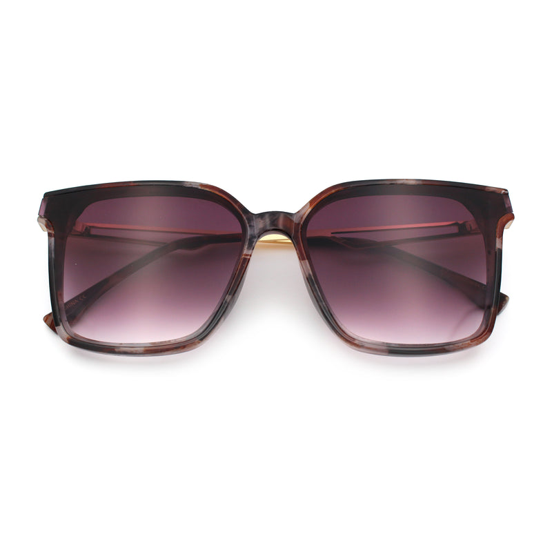Womens Luxury Designer Inset Lens Metal Arm Horn Rim Plastic Fashion Sunglasses