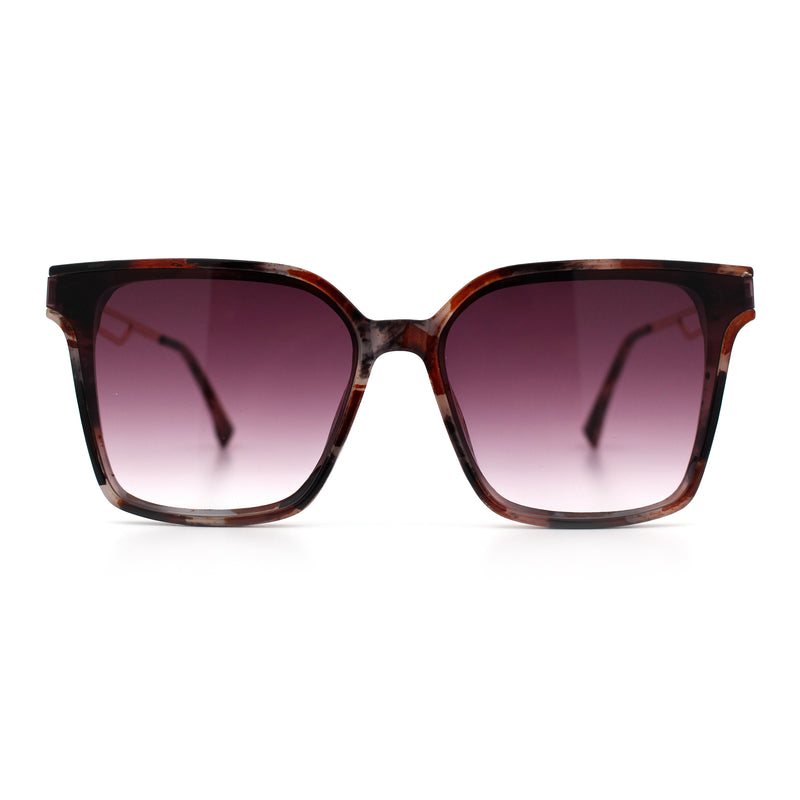 Womens Luxury Designer Inset Lens Metal Arm Horn Rim Plastic Fashion Sunglasses