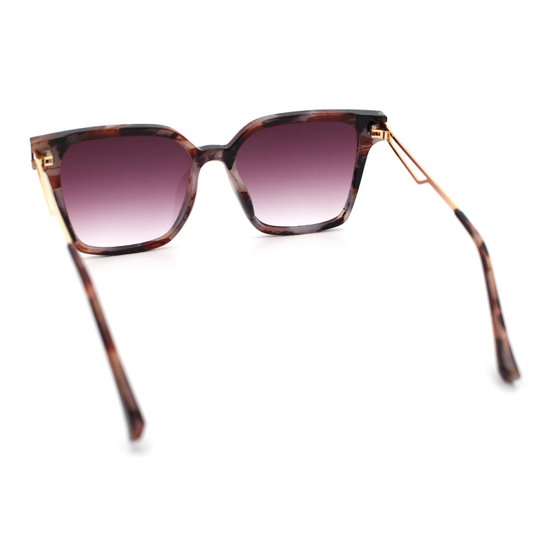 Womens Luxury Designer Inset Lens Metal Arm Horn Rim Plastic Fashion Sunglasses