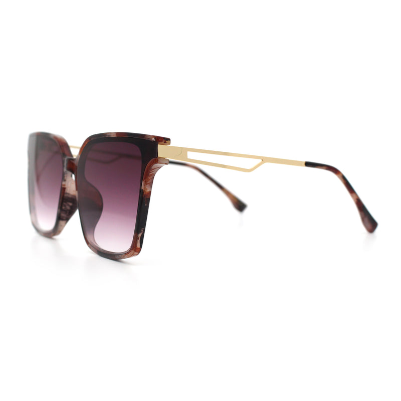 Womens Luxury Designer Inset Lens Metal Arm Horn Rim Plastic Fashion Sunglasses