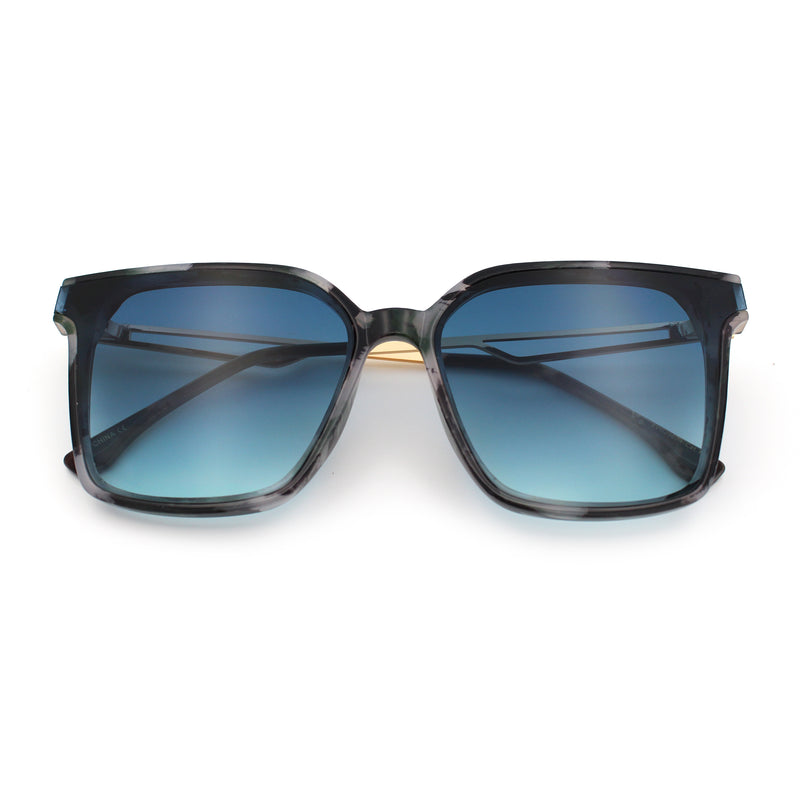Womens Luxury Designer Inset Lens Metal Arm Horn Rim Plastic Fashion Sunglasses