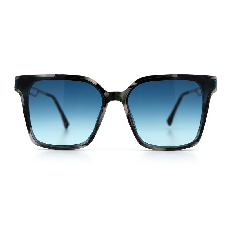 Womens Luxury Designer Inset Lens Metal Arm Horn Rim Plastic Fashion Sunglasses