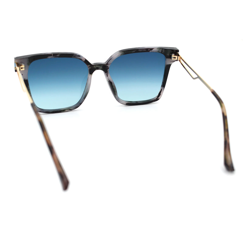 Womens Luxury Designer Inset Lens Metal Arm Horn Rim Plastic Fashion Sunglasses