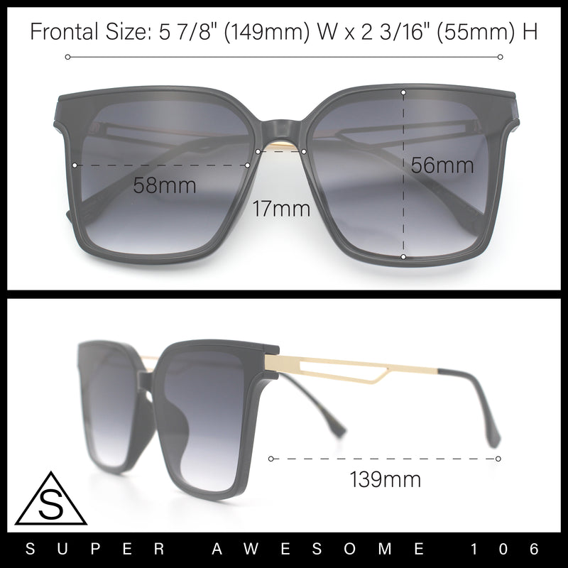 Womens Luxury Designer Inset Lens Metal Arm Horn Rim Plastic Fashion Sunglasses