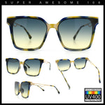 Womens Luxury Designer Inset Lens Metal Arm Horn Rim Plastic Fashion Sunglasses