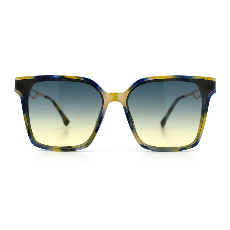 Womens Luxury Designer Inset Lens Metal Arm Horn Rim Plastic Fashion Sunglasses
