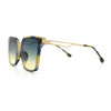 Womens Luxury Designer Inset Lens Metal Arm Horn Rim Plastic Fashion Sunglasses