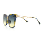 Womens Luxury Designer Inset Lens Metal Arm Horn Rim Plastic Fashion Sunglasses