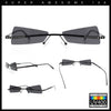 Womens Avant Garde Jewel Rhinestone Cross Bar Metal Rimless Rectangle Sunglasses