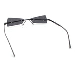 Womens Avant Garde Jewel Rhinestone Cross Bar Metal Rimless Rectangle Sunglasses