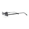 Womens Avant Garde Jewel Rhinestone Cross Bar Metal Rimless Rectangle Sunglasses