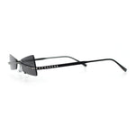 Womens Avant Garde Jewel Rhinestone Cross Bar Metal Rimless Rectangle Sunglasses