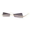 Womens Avant Garde Jewel Rhinestone Cross Bar Metal Rimless Rectangle Sunglasses