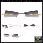 Womens Avant Garde Jewel Rhinestone Cross Bar Metal Rimless Rectangle Sunglasses