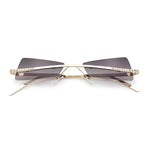 Womens Avant Garde Jewel Rhinestone Cross Bar Metal Rimless Rectangle Sunglasses