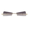 Womens Avant Garde Jewel Rhinestone Cross Bar Metal Rimless Rectangle Sunglasses