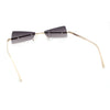 Womens Avant Garde Jewel Rhinestone Cross Bar Metal Rimless Rectangle Sunglasses