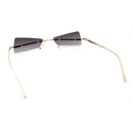 Womens Avant Garde Jewel Rhinestone Cross Bar Metal Rimless Rectangle Sunglasses