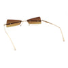 Womens Avant Garde Jewel Rhinestone Cross Bar Metal Rimless Rectangle Sunglasses