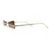 Womens Avant Garde Jewel Rhinestone Cross Bar Metal Rimless Rectangle Sunglasses
