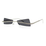 Womens Avant Garde Jewel Rhinestone Cross Bar Metal Rimless Rectangle Sunglasses