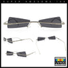 Womens Avant Garde Jewel Rhinestone Cross Bar Metal Rimless Rectangle Sunglasses