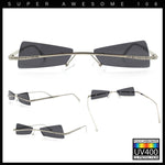 Womens Avant Garde Jewel Rhinestone Cross Bar Metal Rimless Rectangle Sunglasses