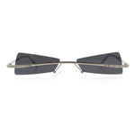Womens Avant Garde Jewel Rhinestone Cross Bar Metal Rimless Rectangle Sunglasses