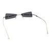 Womens Avant Garde Jewel Rhinestone Cross Bar Metal Rimless Rectangle Sunglasses
