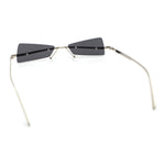 Womens Avant Garde Jewel Rhinestone Cross Bar Metal Rimless Rectangle Sunglasses