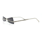 Womens Avant Garde Jewel Rhinestone Cross Bar Metal Rimless Rectangle Sunglasses