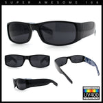 Mens Narrow Rectangle Cholo Gangster All Black Plastic Sunglasses