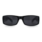 Mens Narrow Rectangle Cholo Gangster All Black Plastic Sunglasses