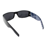 Mens Narrow Rectangle Cholo Gangster All Black Plastic Sunglasses