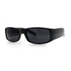 Mens Narrow Rectangle Cholo Gangster All Black Plastic Sunglasses