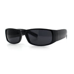 Mens Narrow Rectangle Cholo Gangster All Black Plastic Sunglasses