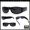 Mens Narrow Rectangle Cholo Gangster All Black Plastic Sunglasses