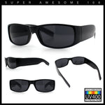 Mens Narrow Rectangle Cholo Gangster All Black Plastic Sunglasses