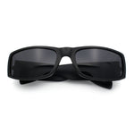 Mens Narrow Rectangle Cholo Gangster All Black Plastic Sunglasses
