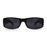 Mens Narrow Rectangle Cholo Gangster All Black Plastic Sunglasses