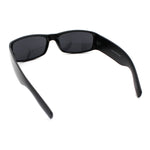 Mens Narrow Rectangle Cholo Gangster All Black Plastic Sunglasses